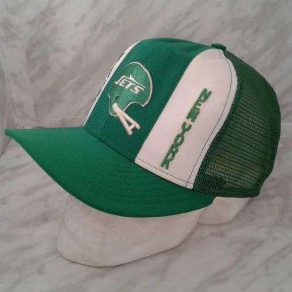 Vintage New York Jets AJD Lucky Stripes Snapback Mesh Trucker Hat Cap USA made - Picture 2 of 5
